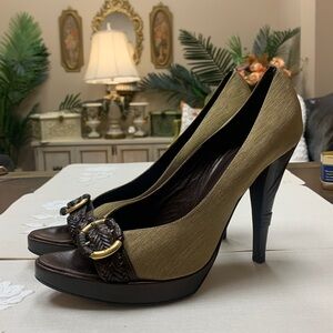 Escada  Gold/Brown Leather Heels Size 41/US 10.5